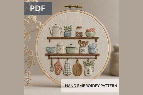 Cozy Kitchen Shelf Hand Embroidery Patte