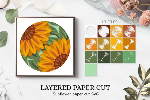 Sunflower 3D Shadow Box SVG / Sunflower