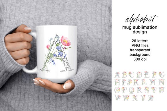 Mug Sublimation Design, Letter, Monogram