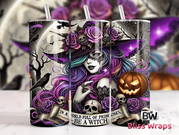 Gothic Witch Halloween Tumbler Wrap